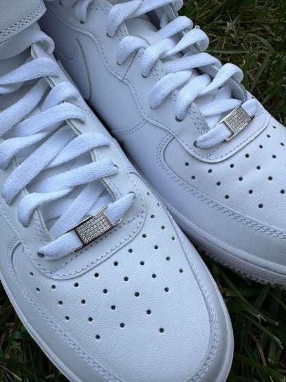 Iced Solid 925 Sterling Silver Lace Locks For Sneakers Nike AF1 Jordans Etc