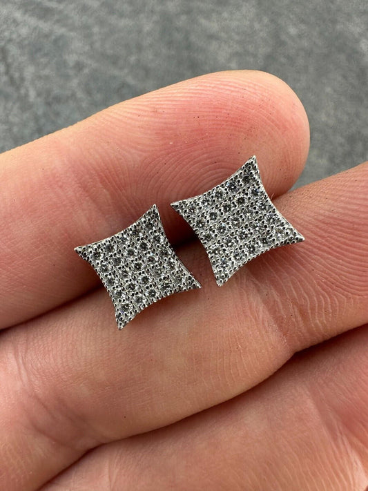 Italiano Silver, Inc. 0.43ct VVS Real Diamond Men's 925 Natural Silver Iced Hip Hop Kite Earrings 9mm