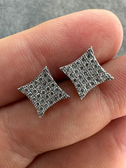 Italiano Silver, Inc. 0.43ct VVS Real Diamond Men's Solid 14k White Gold Iced Hip Hop Kite Earrings