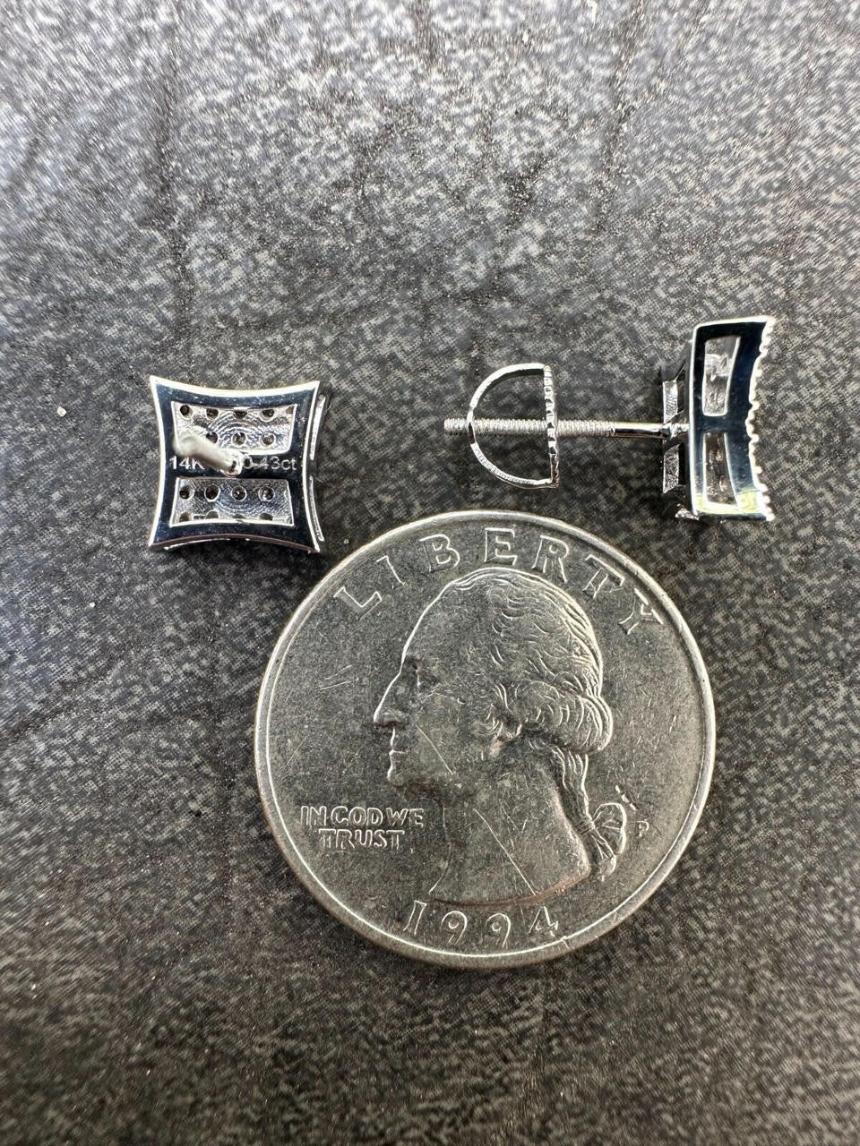 Italiano Silver, Inc. 0.43ct VVS Real Diamond Men's Solid 14k White Gold Iced Hip Hop Kite Earrings