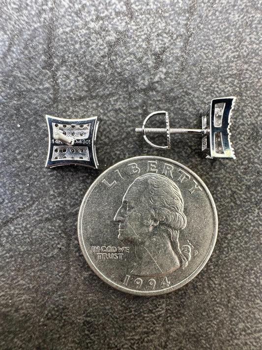 Italiano Silver, Inc. 0.43ct VVS Real Diamond Men's Solid 14k White Gold Iced Hip Hop Kite Earrings