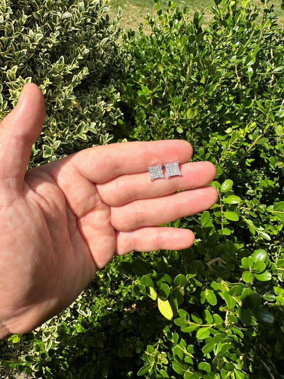 Italiano Silver, Inc. 0.43ct VVS Real Diamond Men's Solid 14k White Gold Iced Hip Hop Kite Earrings