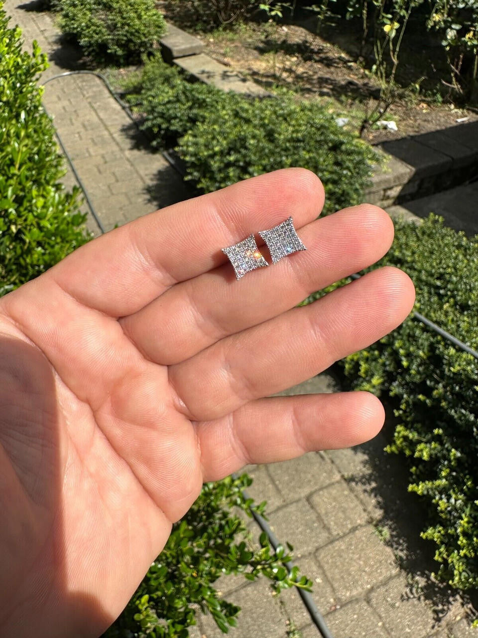 Italiano Silver, Inc. 0.43ct VVS Real Diamond Men's Solid 14k White Gold Iced Hip Hop Kite Earrings