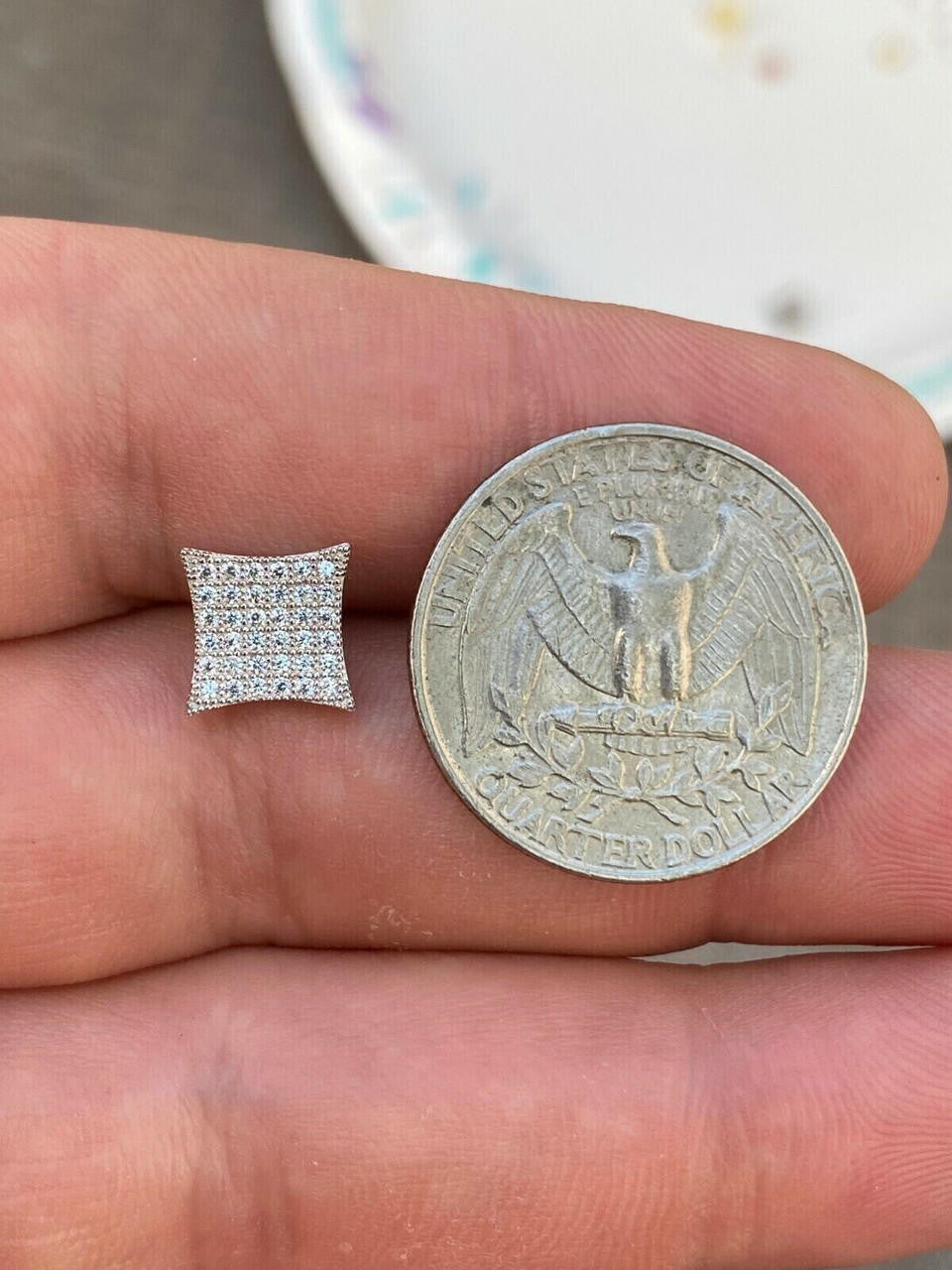 Italiano Silver, Inc. 0.43ct VVS Real Diamond Men's Solid 14k White Gold Iced Hip Hop Kite Earrings