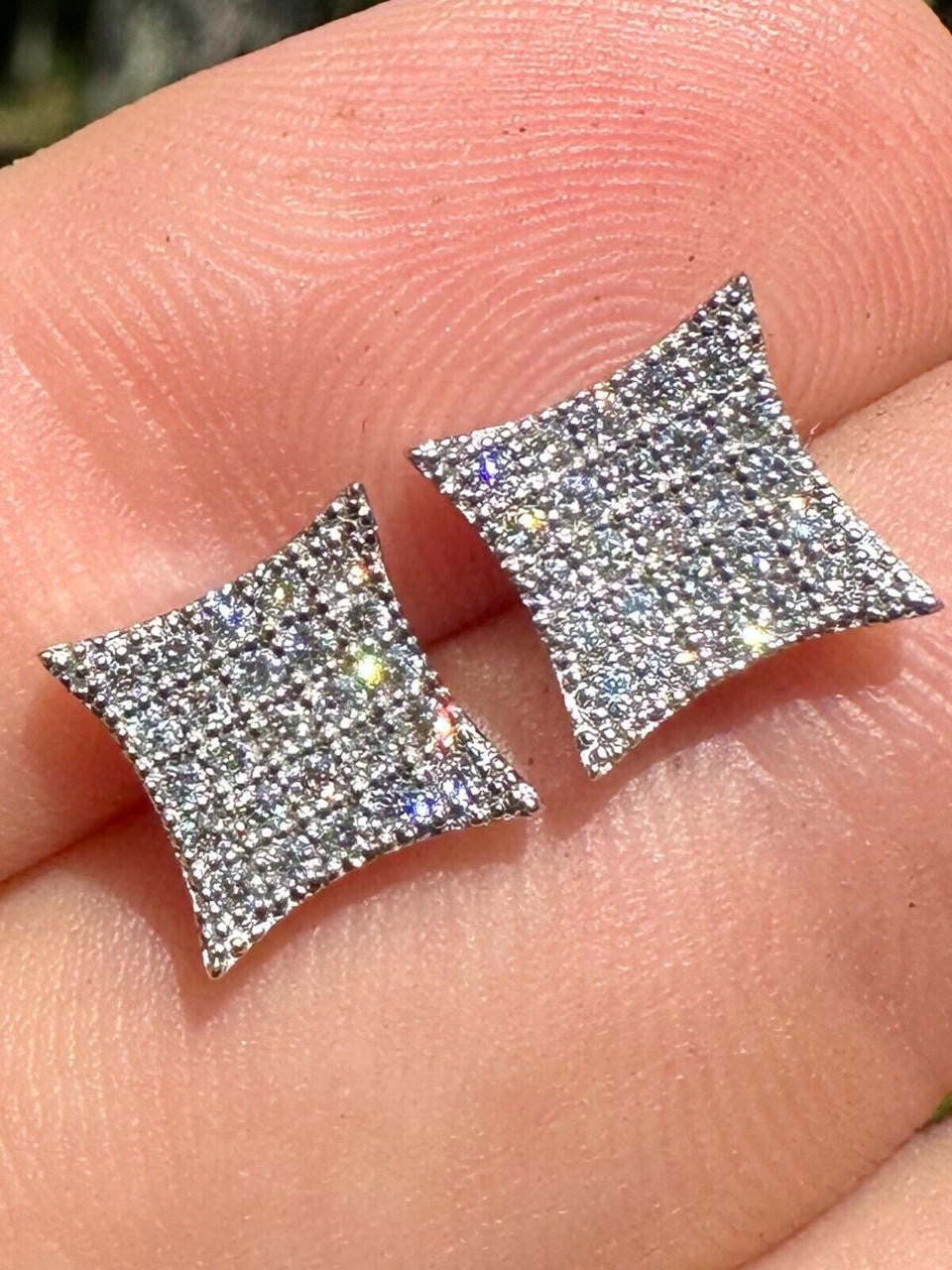 Italiano Silver, Inc. 0.43ct VVS Real Diamond Men's Solid 14k White Gold Iced Hip Hop Kite Earrings