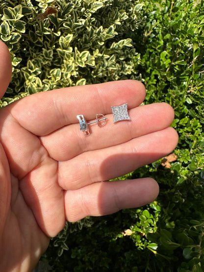 Italiano Silver, Inc. 0.43ct VVS Real Diamond Men's Solid 14k White Gold Iced Hip Hop Kite Earrings