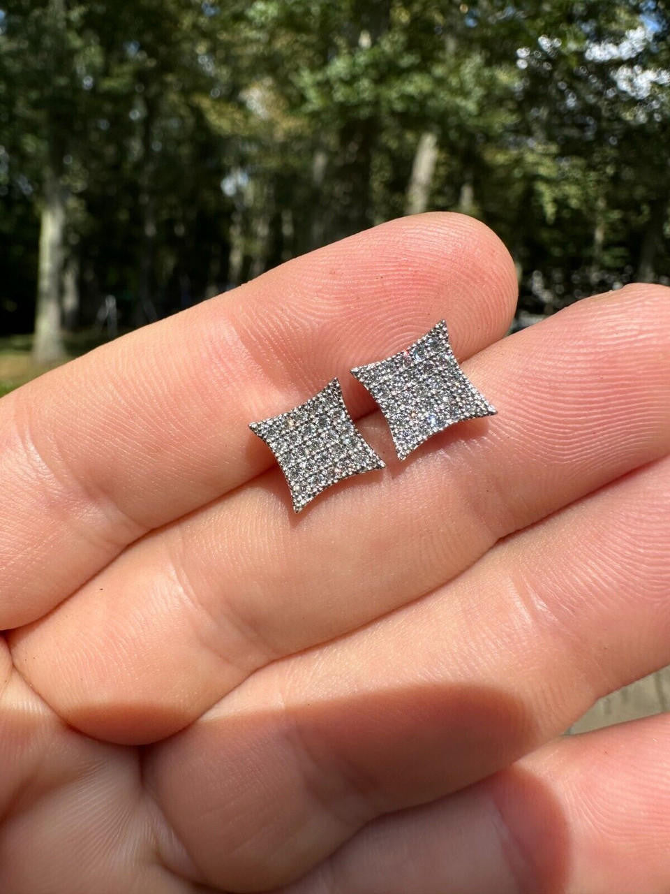 Italiano Silver, Inc. 0.43ct VVS Real Diamond Men's Solid 14k White Gold Iced Hip Hop Kite Earrings