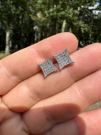 Italiano Silver, Inc. 0.43ct VVS Real Diamond Men's Solid 14k White Gold Iced Hip Hop Kite Earrings