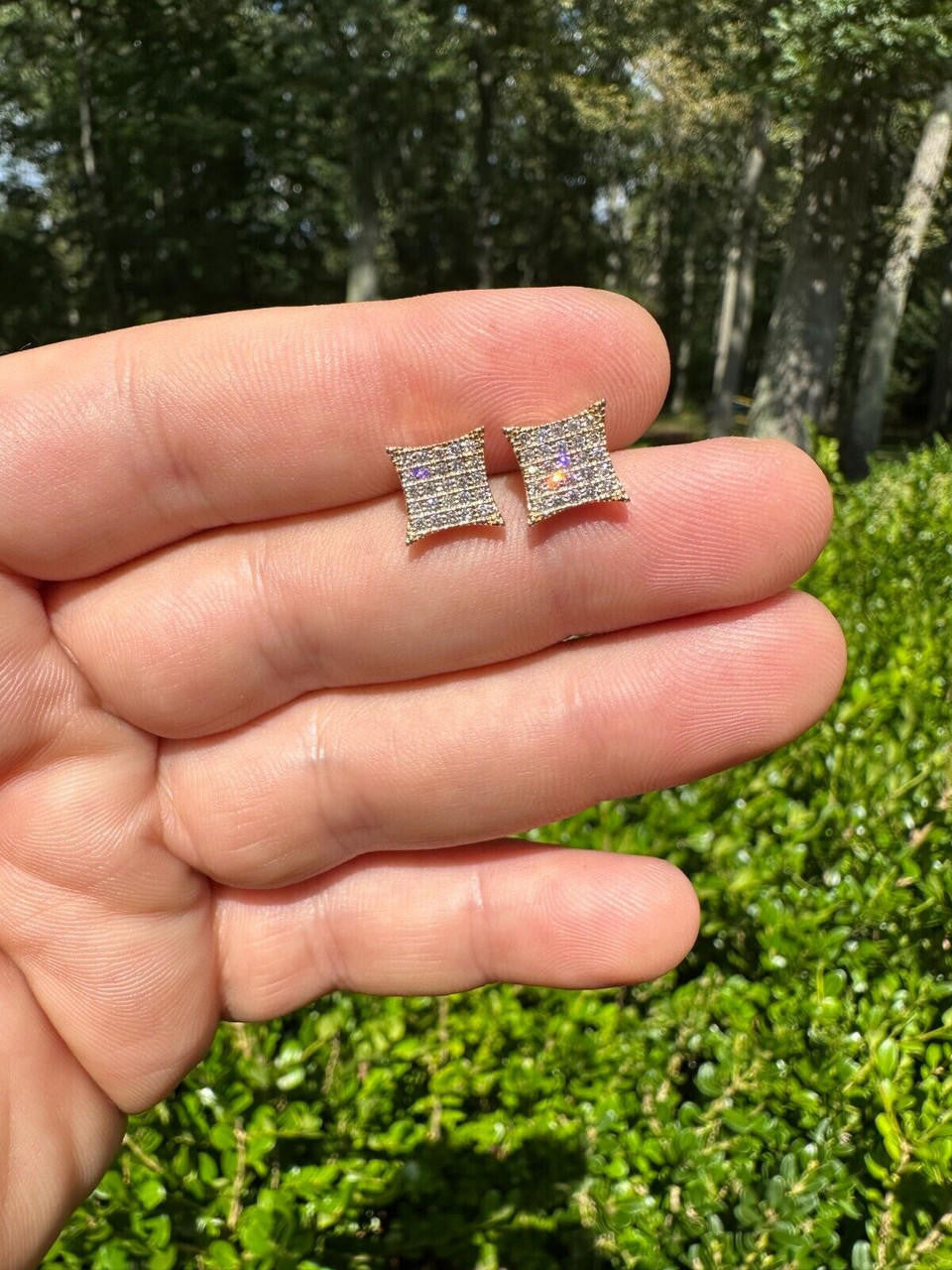 Italiano Silver, Inc. 0.43ct VVS Real Diamond Men's Solid 14k White Gold Iced Hip Hop Kite Earrings