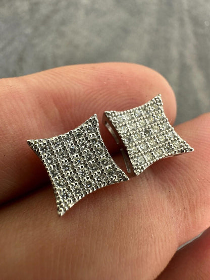 Italiano Silver, Inc. 0.43ct VVS Real Diamond Men's Solid 14k White Gold Iced Hip Hop Kite Earrings