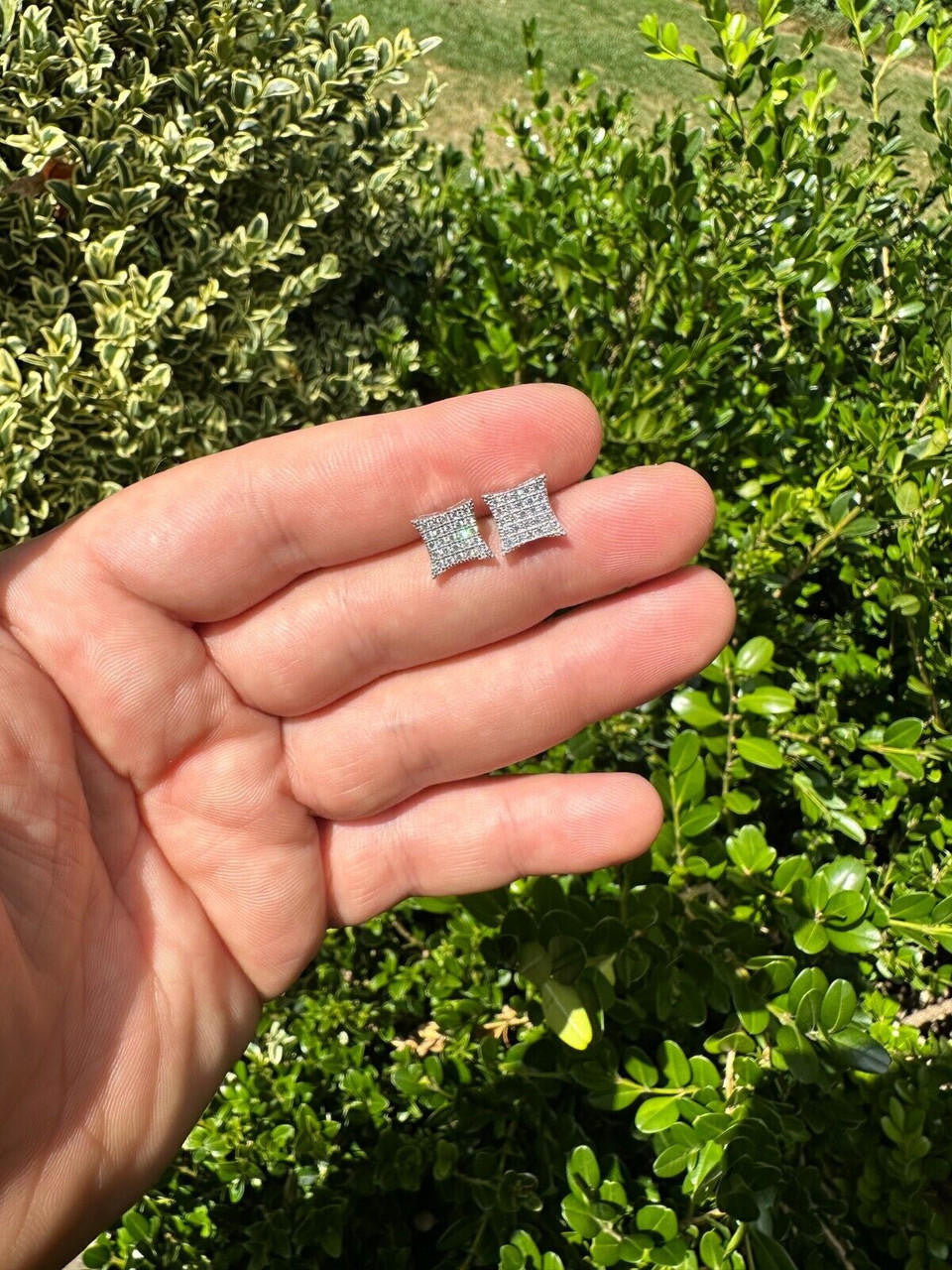 Italiano Silver, Inc. 0.43ct VVS Real Diamond Men's Solid 14k White Gold Iced Hip Hop Kite Earrings