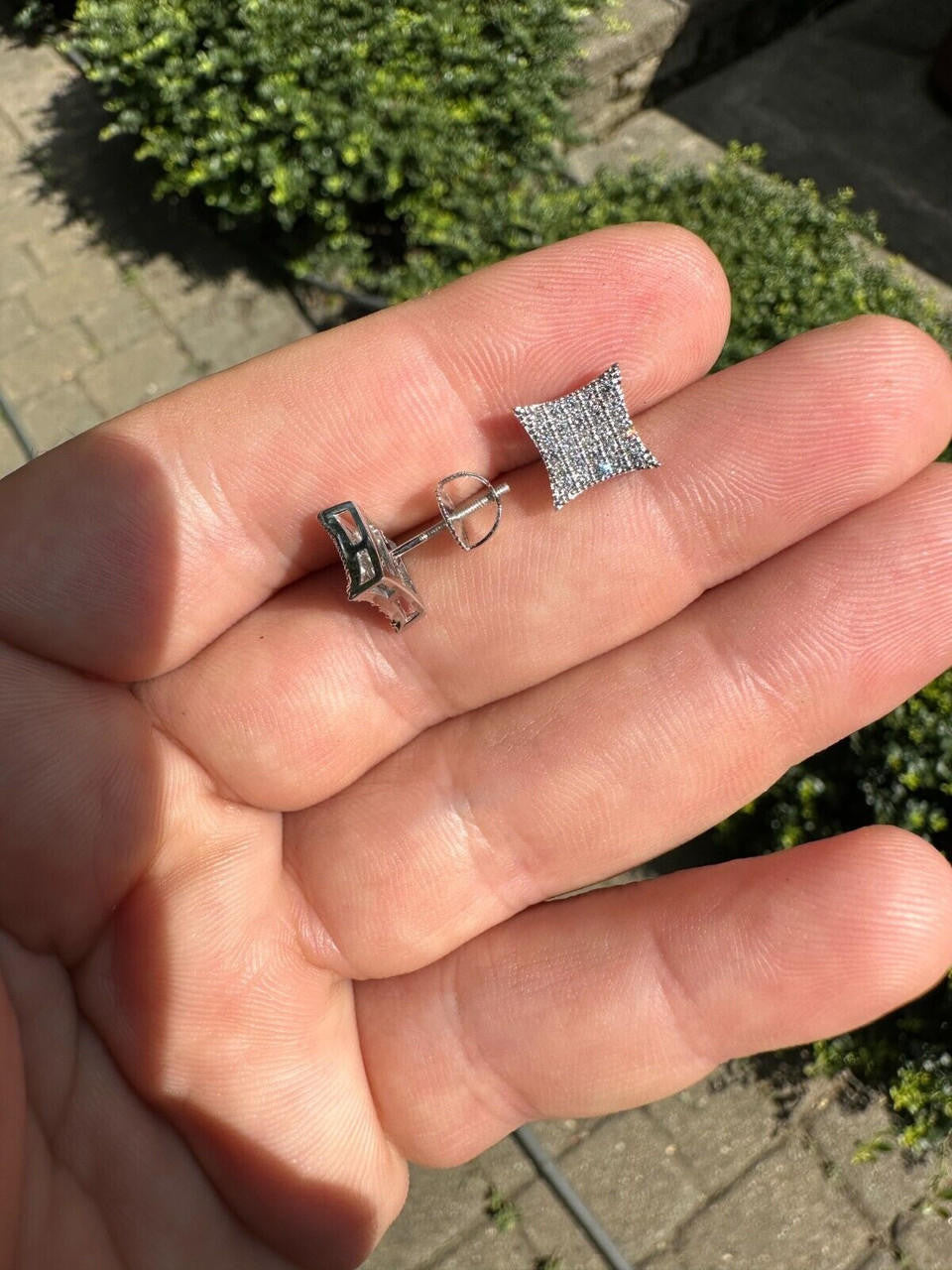 Italiano Silver, Inc. 0.43ct VVS Real Diamond Men's Solid 14k White Gold Iced Hip Hop Kite Earrings