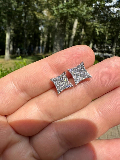 Italiano Silver, Inc. 0.43ct VVS Real Diamond Men's Solid 14k White Gold Iced Hip Hop Kite Earrings