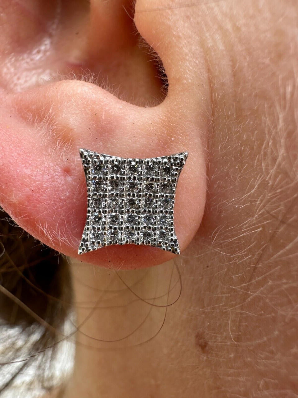 Italiano Silver, Inc. 0.43ct VVS Real Diamond Men's Solid 14k White Gold Iced Hip Hop Kite Earrings