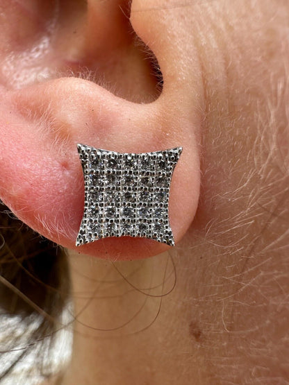 Italiano Silver, Inc. 0.43ct VVS Real Diamond Men's Solid 14k White Gold Iced Hip Hop Kite Earrings