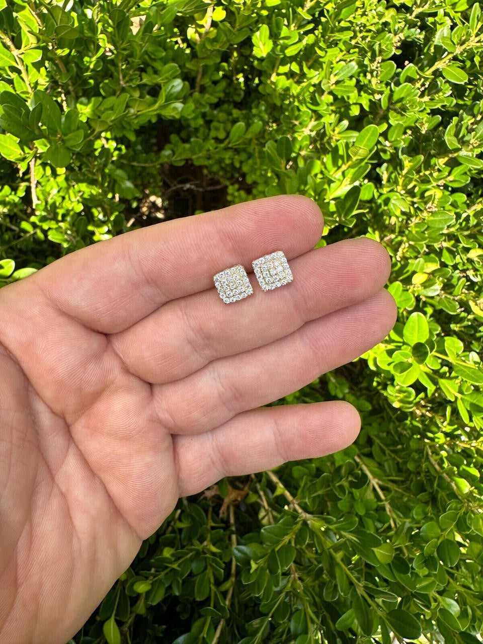 Italiano Silver, Inc. 0.62ct VVS Real Diamond Men's Solid 14k Yellow Gold Iced Hip Hop Square Earrings