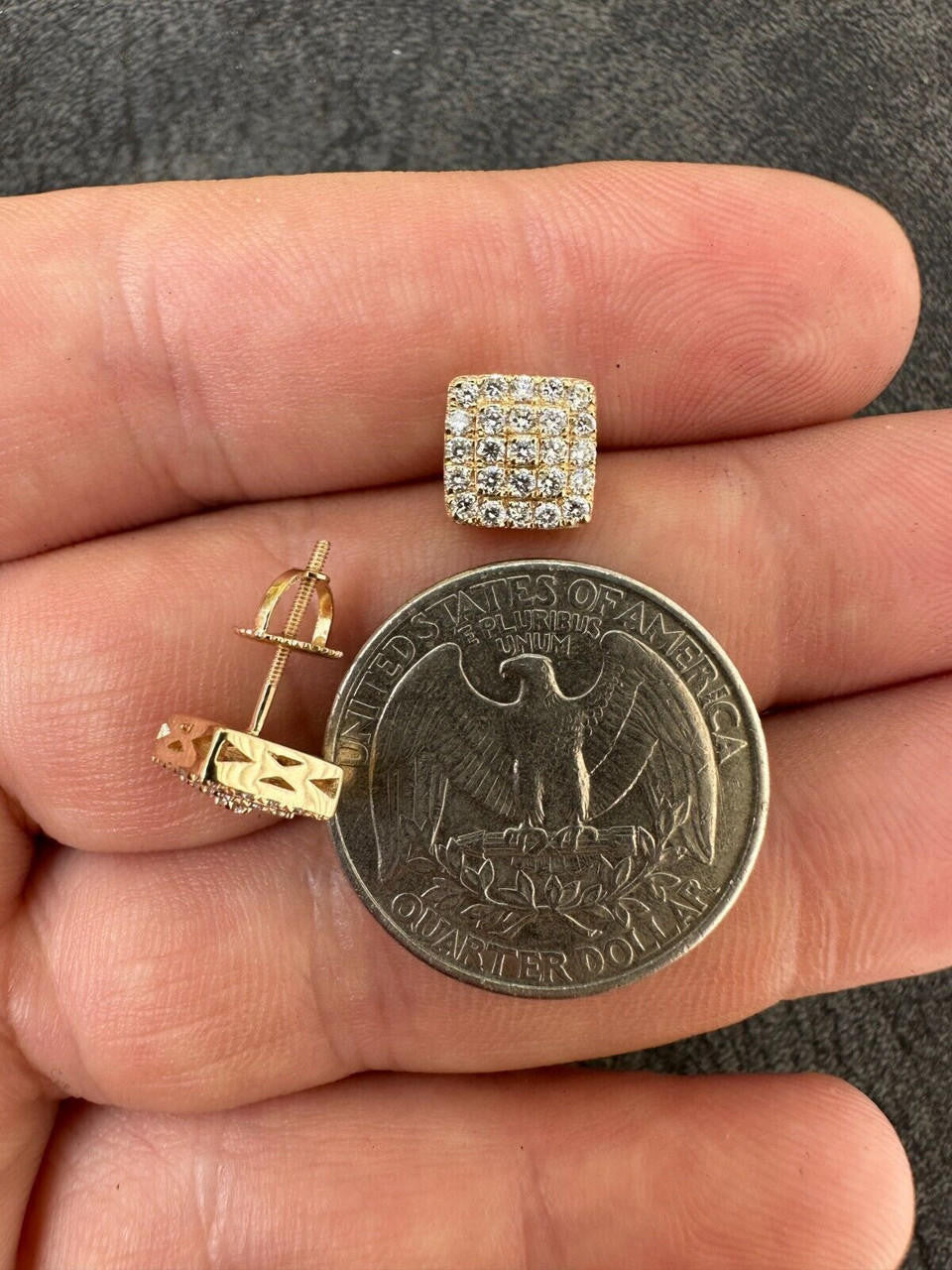 Italiano Silver, Inc. 0.62ct VVS Real Diamond Men's Solid 14k Yellow Gold Iced Hip Hop Square Earrings