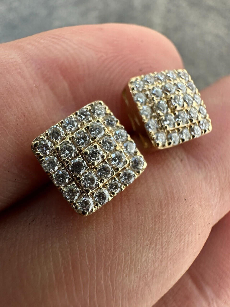 Italiano Silver, Inc. 0.62ct VVS Real Diamond Men's Solid 14k Yellow Gold Iced Hip Hop Square Earrings