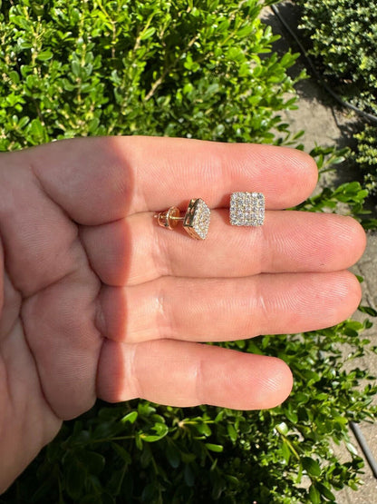 Italiano Silver, Inc. 0.62ct VVS Real Diamond Men's Solid 14k Yellow Gold Iced Hip Hop Square Earrings