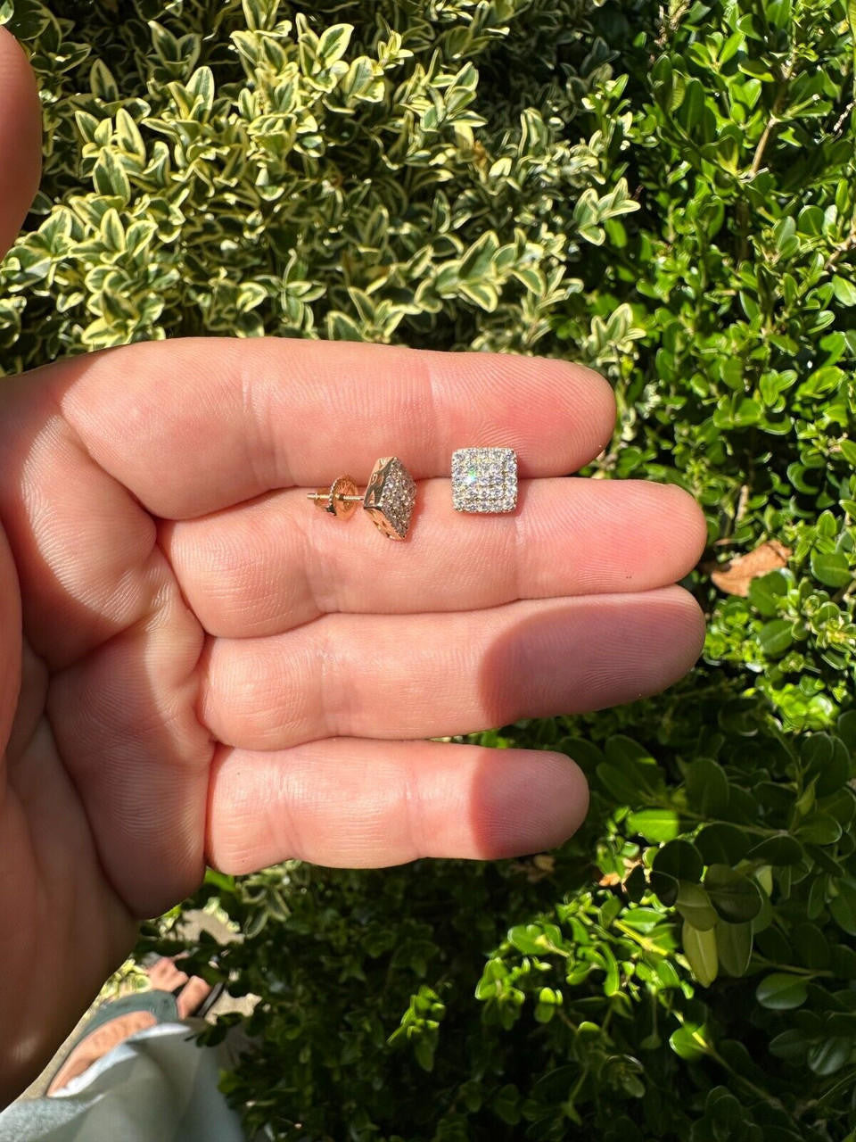 Italiano Silver, Inc. 0.62ct VVS Real Diamond Men's Solid 14k Yellow Gold Iced Hip Hop Square Earrings