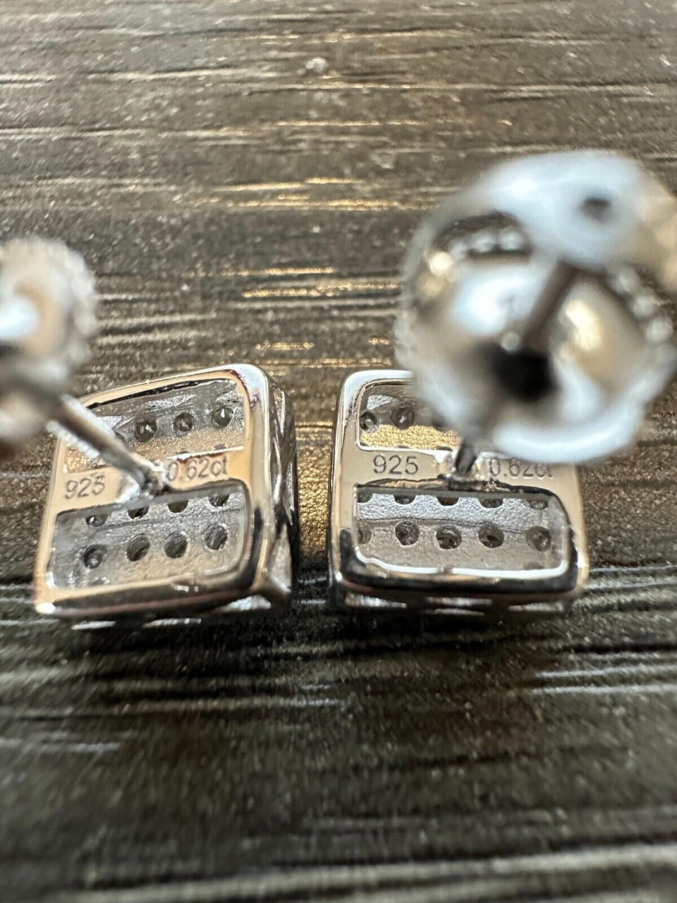 Italiano Silver, Inc. 0.62ct VVS Real Diamond Men's Solid 925 Silver Iced Hip Hop Square Earrings 8mm