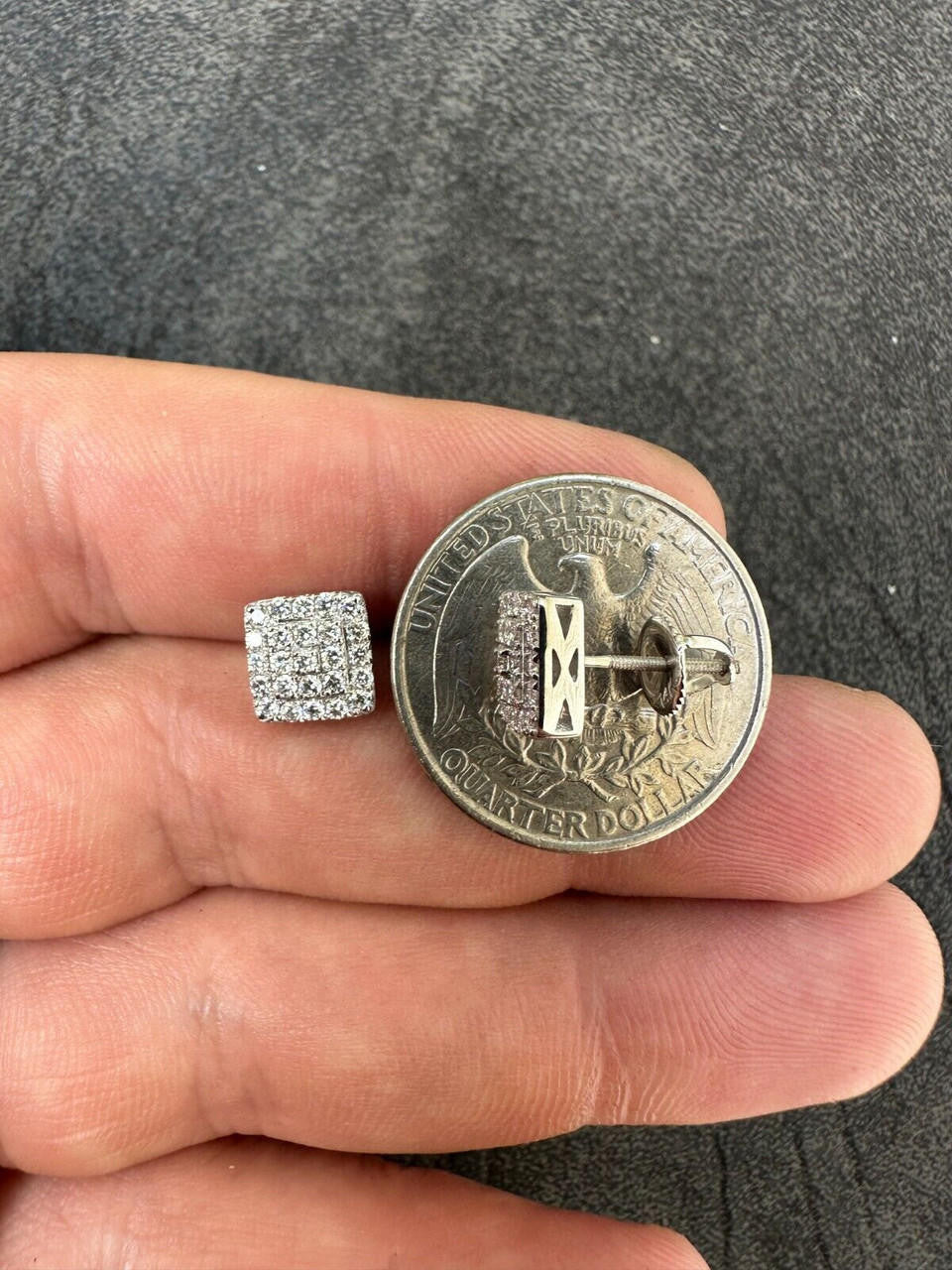 Italiano Silver, Inc. 0.62ct VVS Real Diamond Men's Solid 925 Silver Iced Hip Hop Square Earrings 8mm