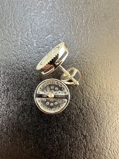 Italiano Silver, Inc. 0.8ct VVS Real Diamond Men's Solid 14k White Gold Iced Hip Hop Round Earrings