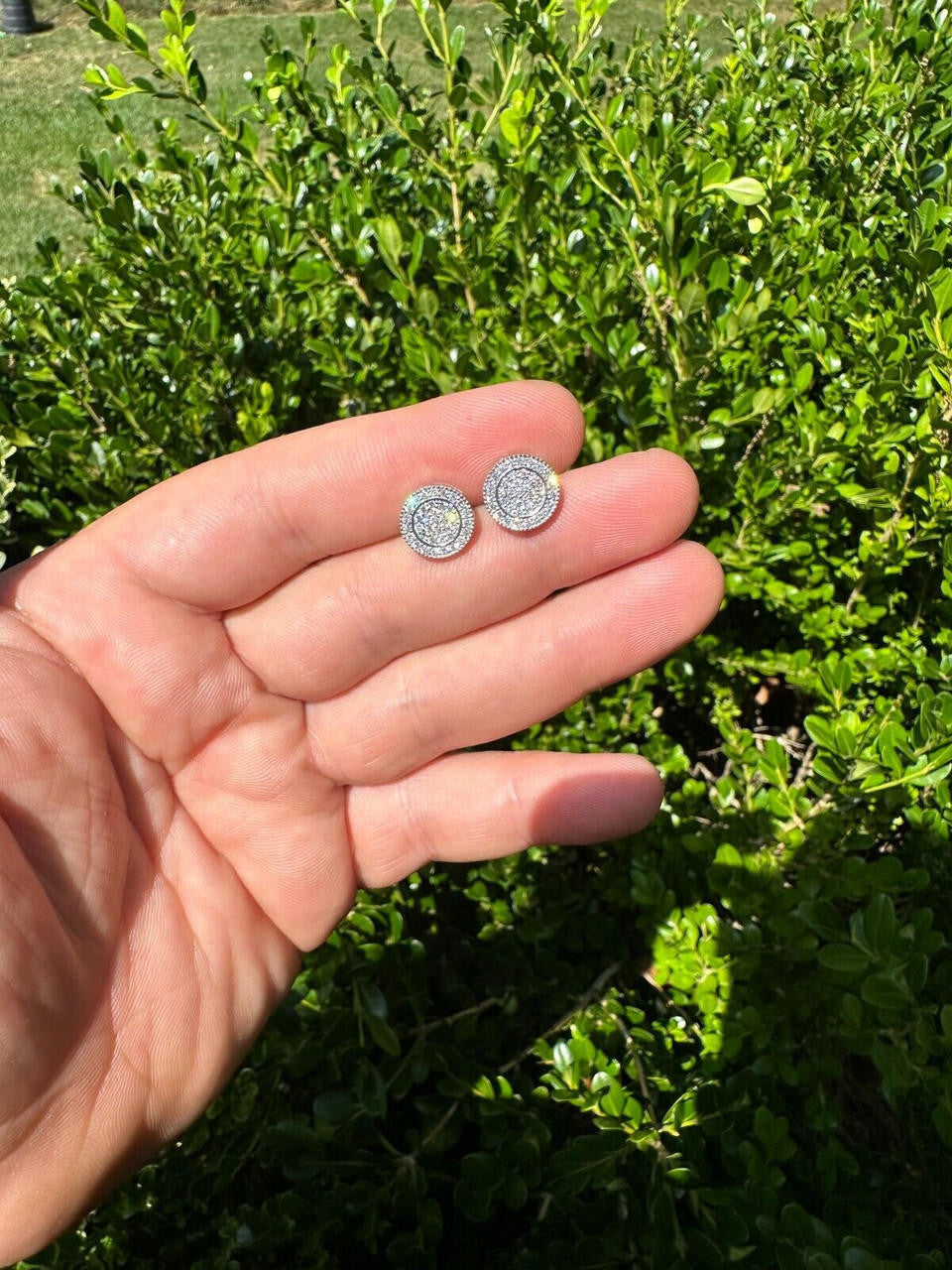 Italiano Silver, Inc. 0.8ct VVS Real Diamond Men's Solid 14k White Gold Iced Hip Hop Round Earrings