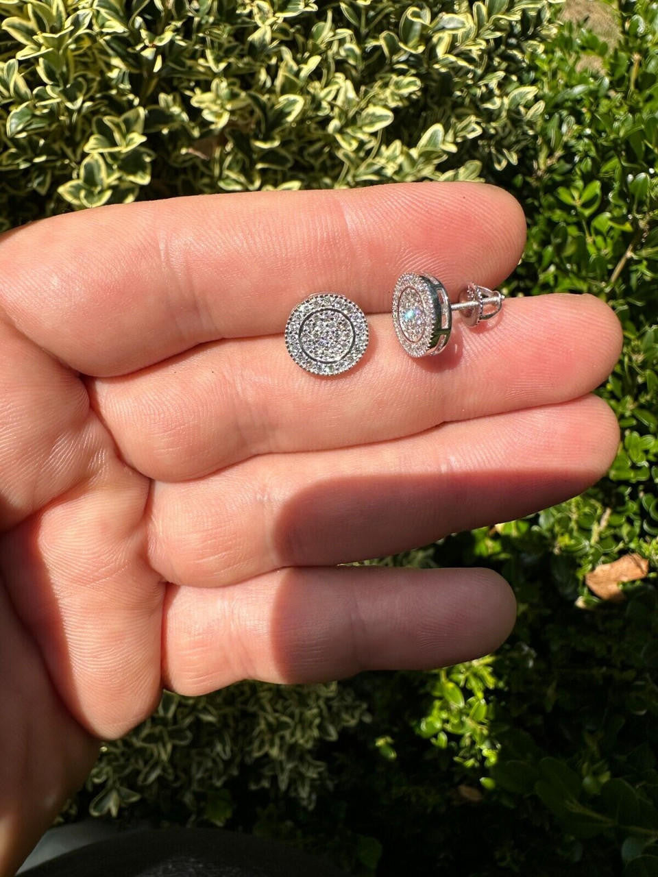 Italiano Silver, Inc. 0.8ct VVS Real Diamond Men's Solid 14k White Gold Iced Hip Hop Round Earrings