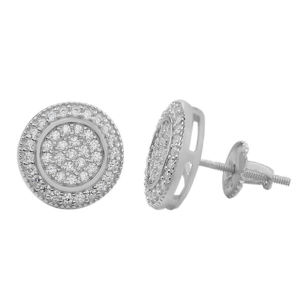 Italiano Silver, Inc. 0.8ct VVS Real Diamond Men's Solid 14k White Gold Iced Hip Hop Round Earrings