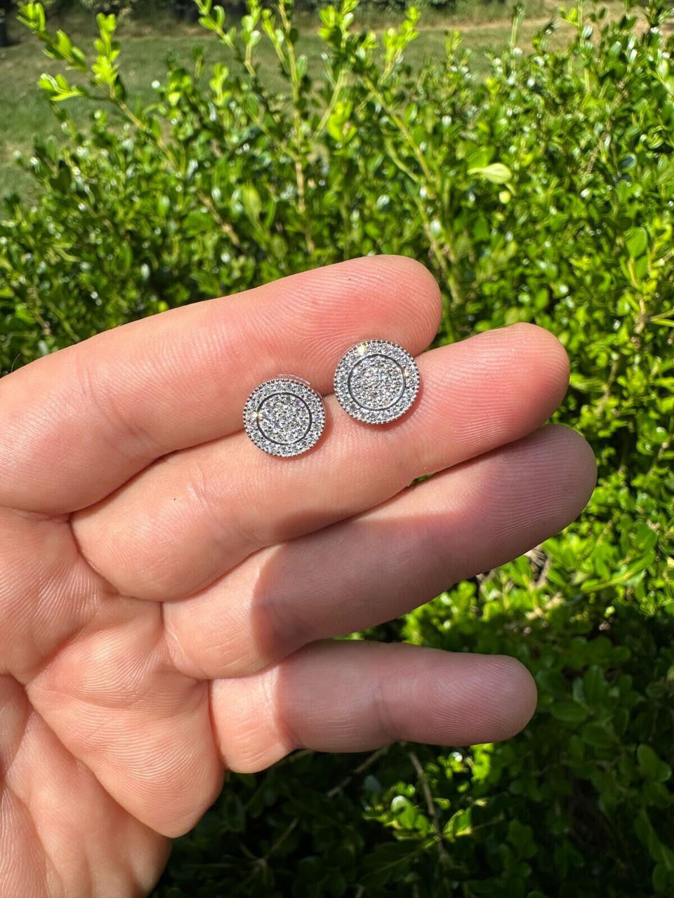 Italiano Silver, Inc. 0.8ct VVS Real Diamond Men's Solid 14k White Gold Iced Hip Hop Round Earrings