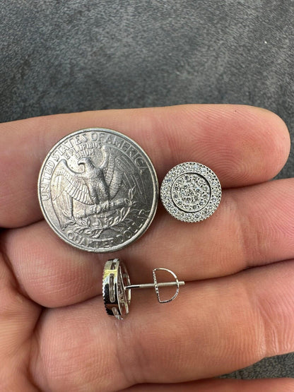 Italiano Silver, Inc. 0.8ct VVS Real Diamond Men's Solid 14k White Gold Iced Hip Hop Round Earrings