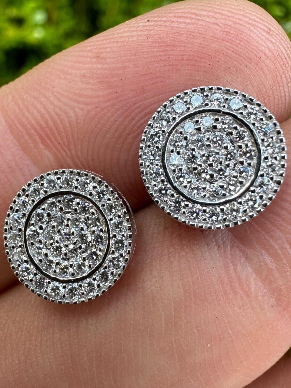 Italiano Silver, Inc. 0.8ct VVS Real Diamond Men's Solid 14k White Gold Iced Hip Hop Round Earrings