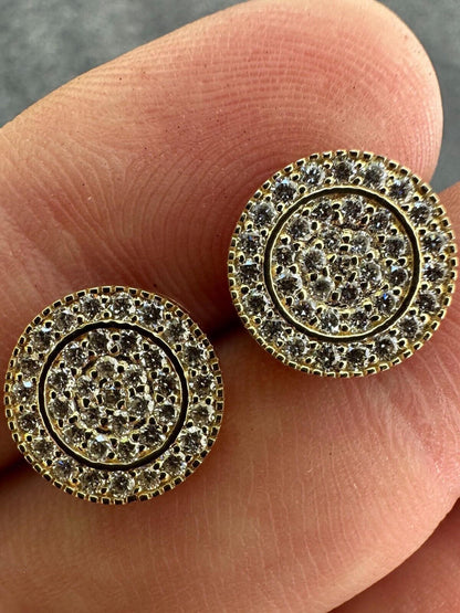 Italiano Silver, Inc. 0.8ct VVS Real Diamond Men's Solid 14k Yellow Gold Iced Hip Hop Round Earrings