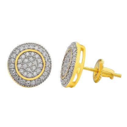 Italiano Silver, Inc. 0.8ct VVS Real Diamond Men's Solid 14k Yellow Gold Iced Hip Hop Round Earrings