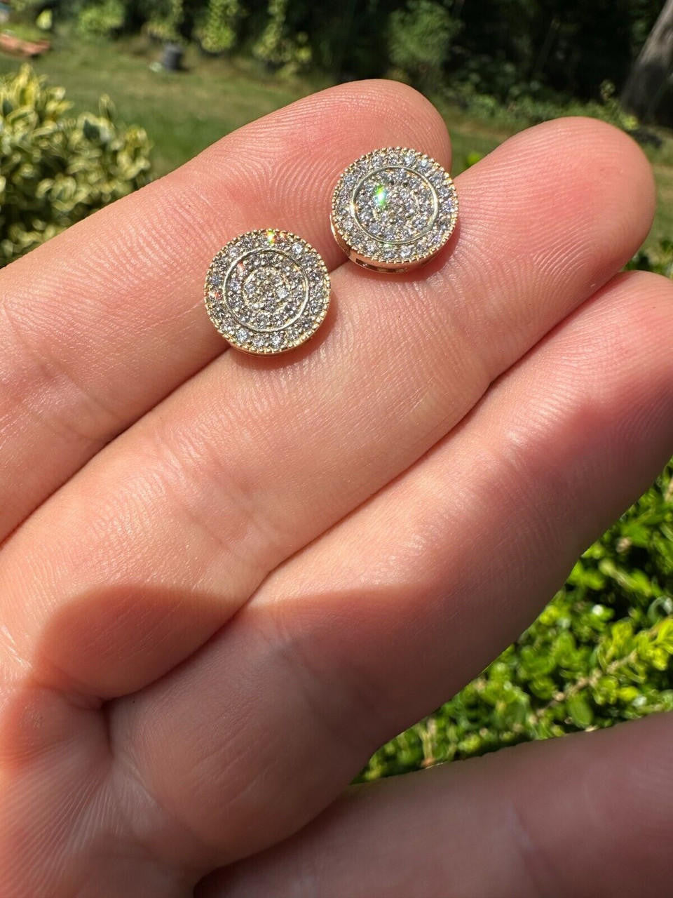 Italiano Silver, Inc. 0.8ct VVS Real Diamond Men's Solid 14k Yellow Gold Iced Hip Hop Round Earrings