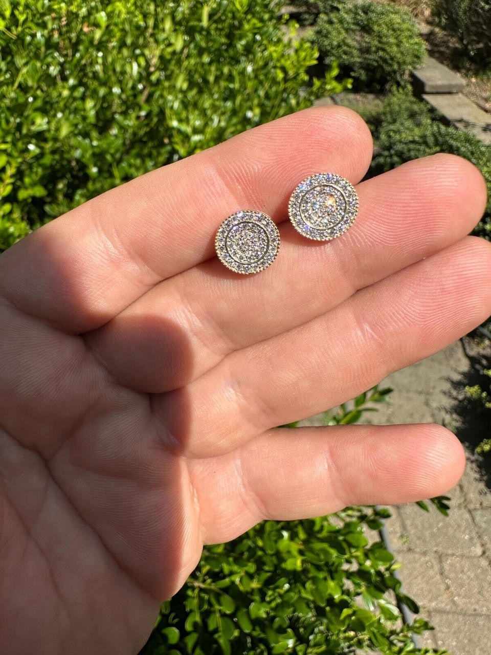 Italiano Silver, Inc. 0.8ct VVS Real Diamond Men's Solid 14k Yellow Gold Iced Hip Hop Round Earrings