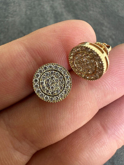 Italiano Silver, Inc. 0.8ct VVS Real Diamond Men's Solid 14k Yellow Gold Iced Hip Hop Round Earrings