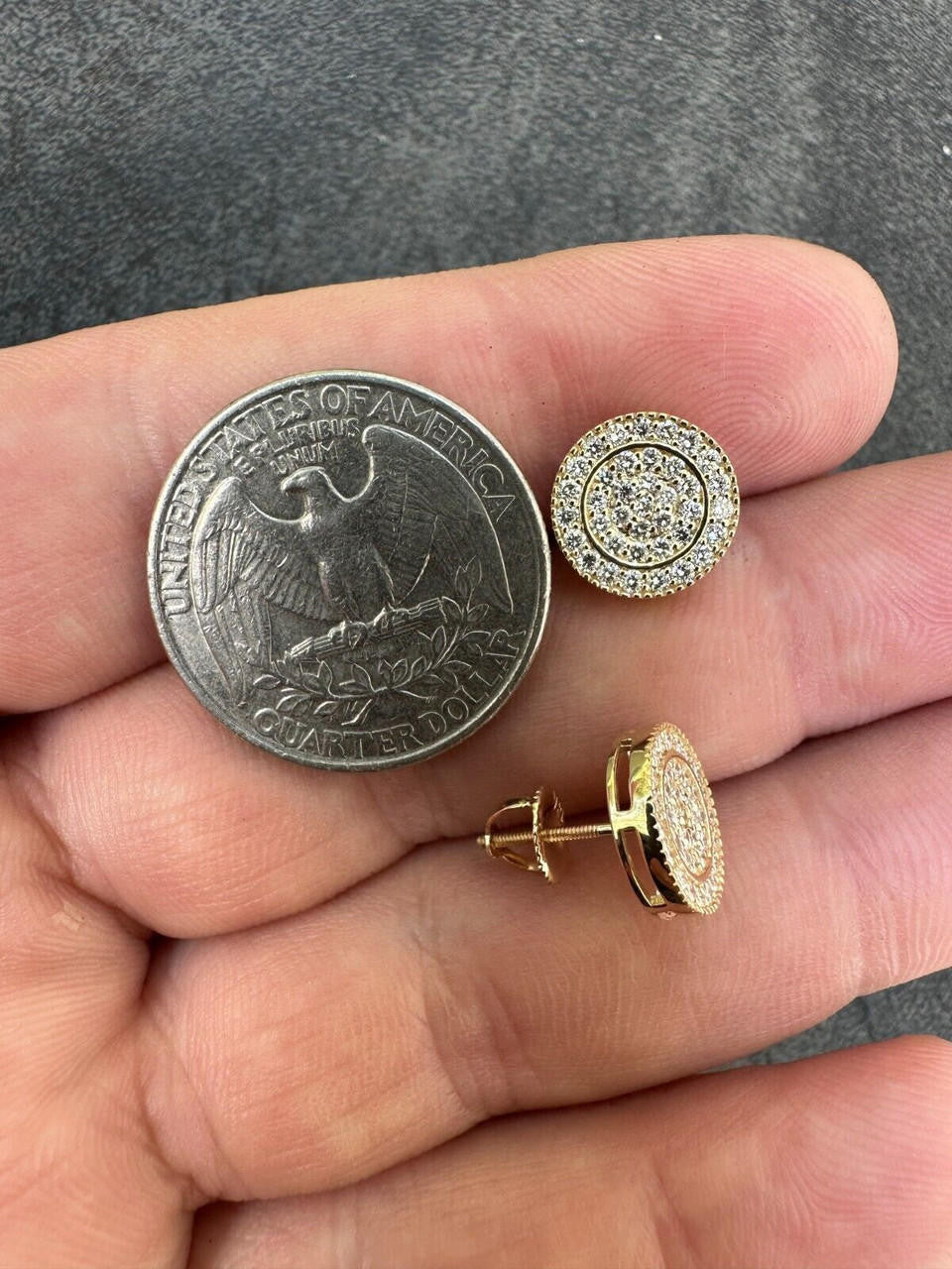 Italiano Silver, Inc. 0.8ct VVS Real Diamond Men's Solid 14k Yellow Gold Iced Hip Hop Round Earrings