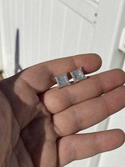 Italiano Silver, Inc. 1.17ct VVS Real Diamond Men's Solid 14k Yellow Gold Iced Hip Hop Kite Earrings