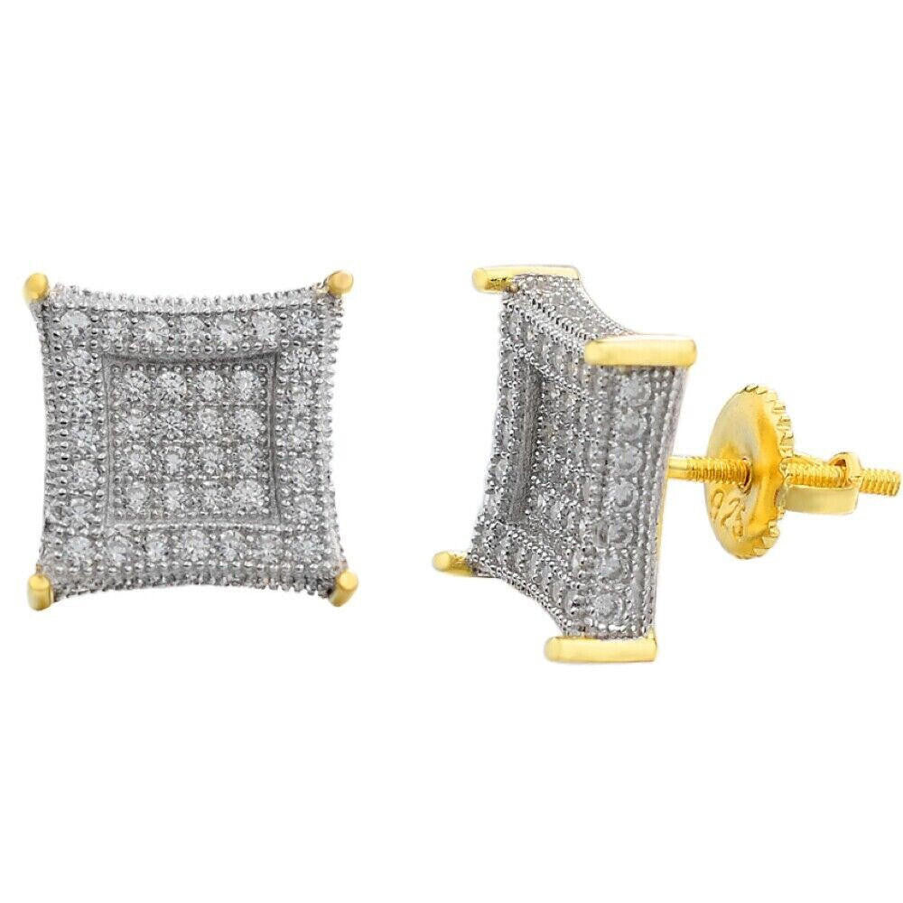 Italiano Silver, Inc. 1.17ct VVS Real Diamond Men's Solid 14k Yellow Gold Iced Hip Hop Kite Earrings