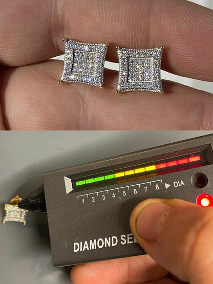 Italiano Silver, Inc. 1.17ct VVS Real Diamond Men's Solid 14k Yellow Gold Iced Hip Hop Kite Earrings