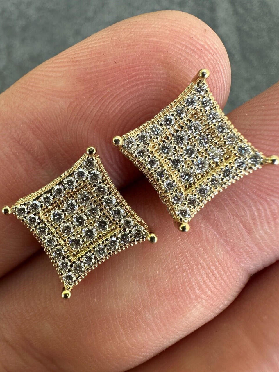 Italiano Silver, Inc. 1.17ct VVS Real Diamond Men's Solid 14k Yellow Gold Iced Hip Hop Kite Earrings