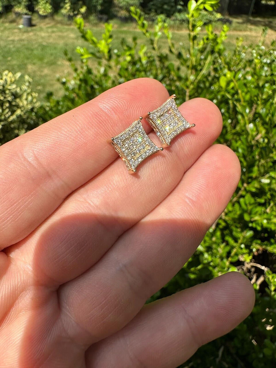 Italiano Silver, Inc. 1.17ct VVS Real Diamond Men's Solid 14k Yellow Gold Iced Hip Hop Kite Earrings