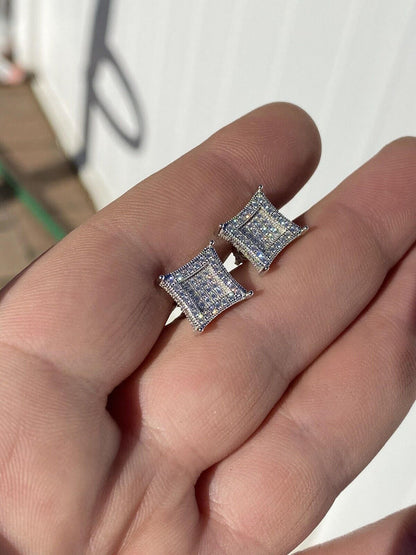 Italiano Silver, Inc. 1.17ct VVS Real Diamond Men's Solid 925 Silver Iced Hip Hop Kite Earrings