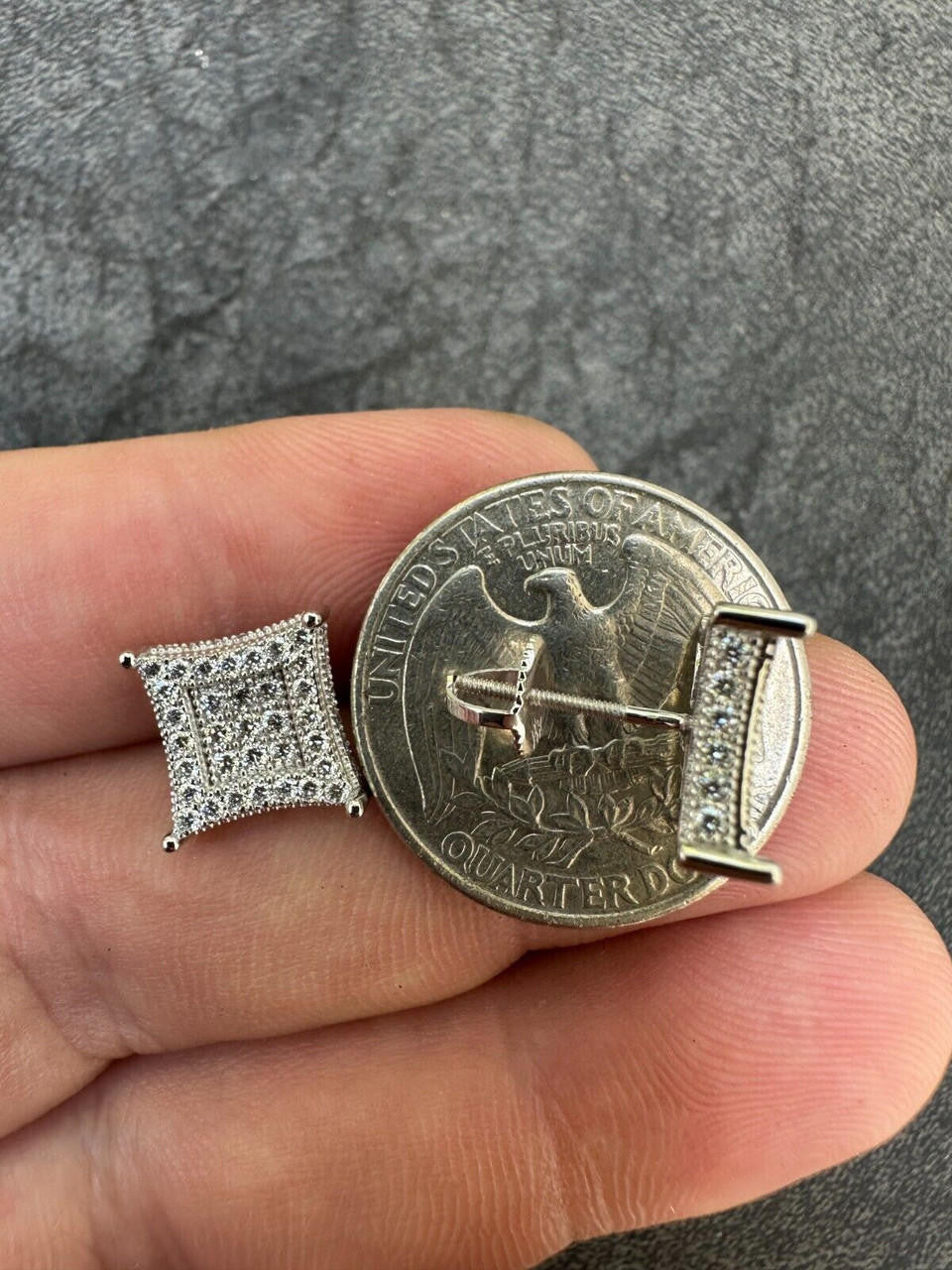 Italiano Silver, Inc. 1.17ct VVS Real Diamond Men's Solid 925 Silver Iced Hip Hop Kite Earrings