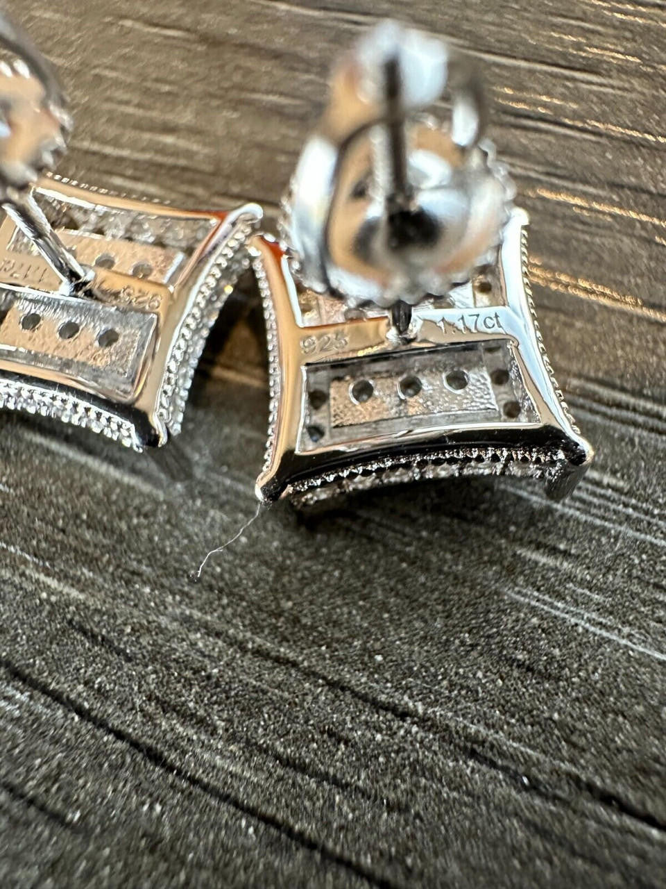 Italiano Silver, Inc. 1.17ct VVS Real Diamond Men's Solid 925 Silver Iced Hip Hop Kite Earrings