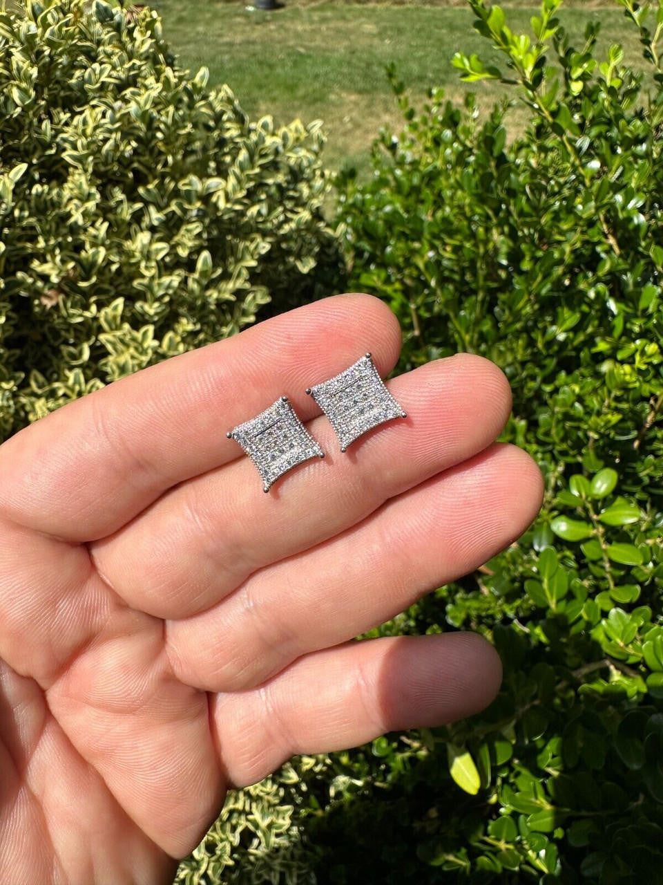 Italiano Silver, Inc. 1.17ct VVS Real Diamond Men's Solid 925 Silver Iced Hip Hop Kite Earrings