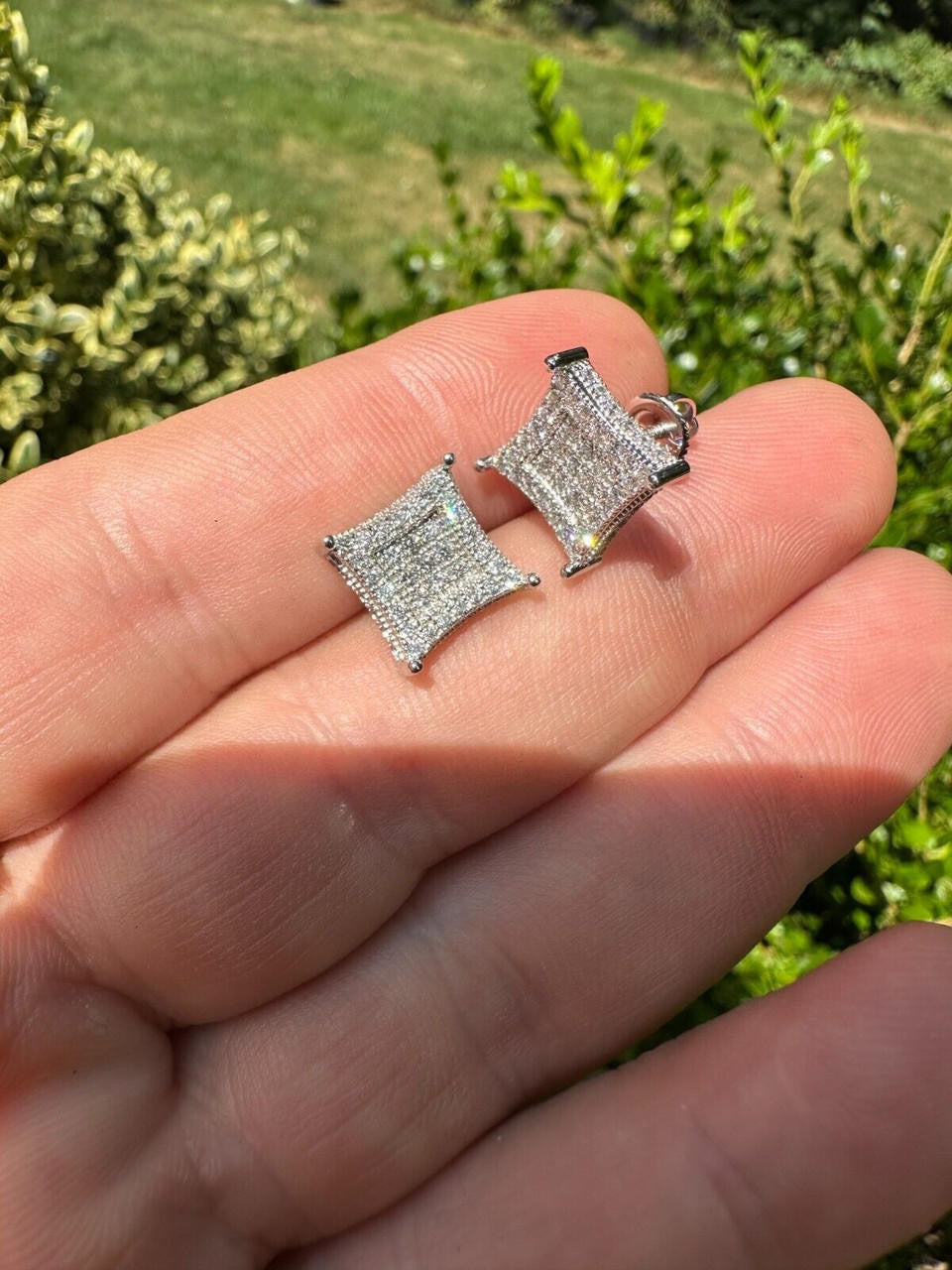 Italiano Silver, Inc. 1.17ct VVS Real Diamond Men's Solid 925 Silver Iced Hip Hop Kite Earrings