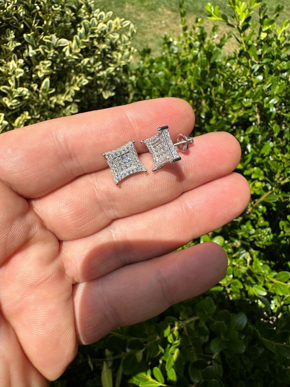 Italiano Silver, Inc. 1.17ct VVS Real Diamond Men's Solid 925 Silver Iced Hip Hop Kite Earrings